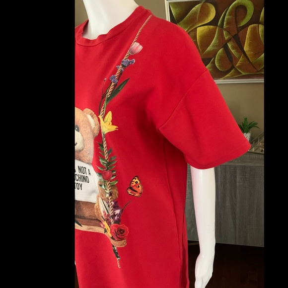 MOSCHINO Printed Teddy Bear Flowers T-Shirt - Picture 4 of 9